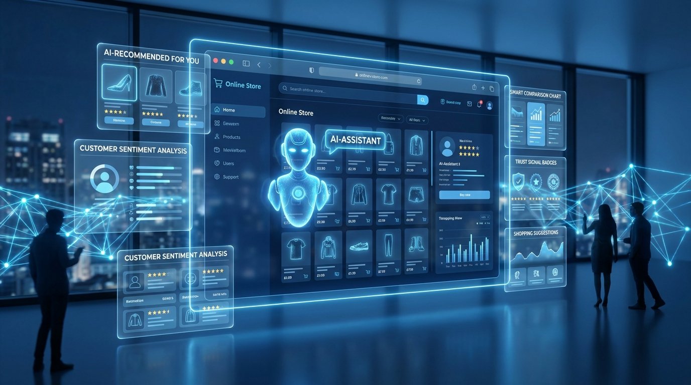 Ecommerce store being recommended by AI assistants through product comparisons, customer reviews, structured data, and GEO optimization strategies